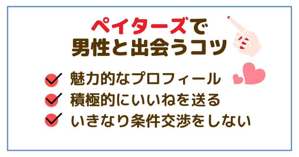 ペイターズで男性と出会うコツ